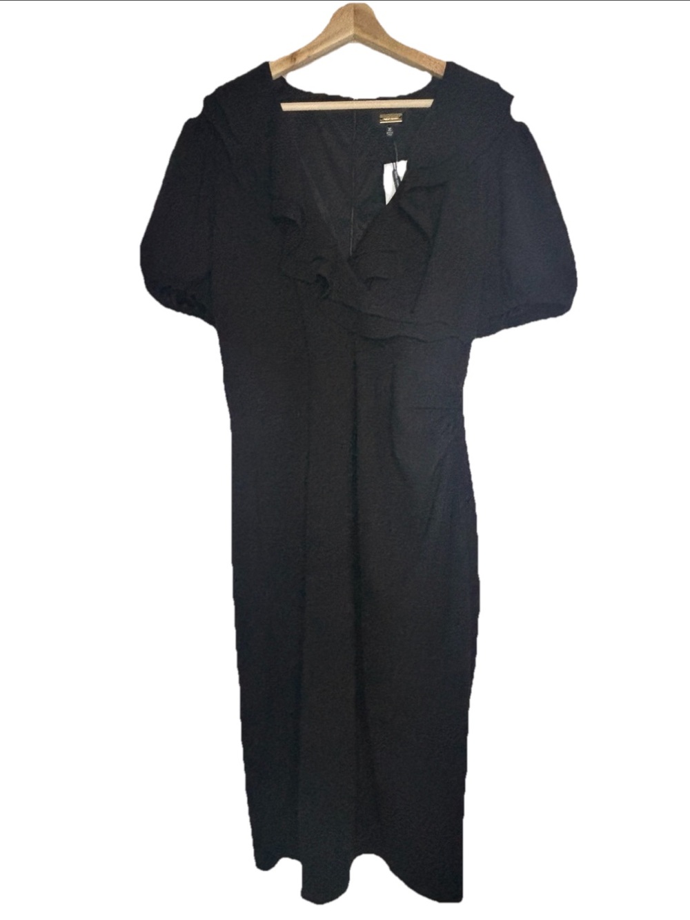 NWT Alexia Admor Ruffle Midi Dress Short Sleeve Black Sz XL